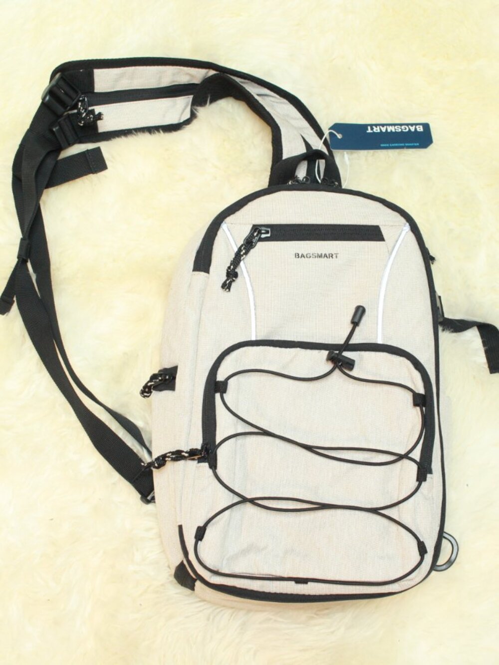 BAGSMART Small Beige Padded Divider Camera Backpack/Sling Travel Bag NWT